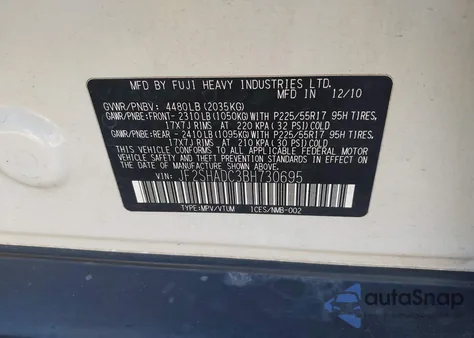 2011 Subaru Forester 2.5X Premium из США, поврежденный, VIN JF2SHADC3BH730695